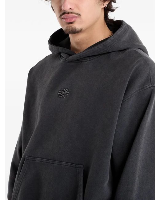 Filling Pieces Black Embroidered-Motif Hoodie for men