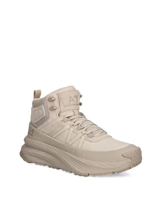 EA7 Natural High-Top Logo Sneakers