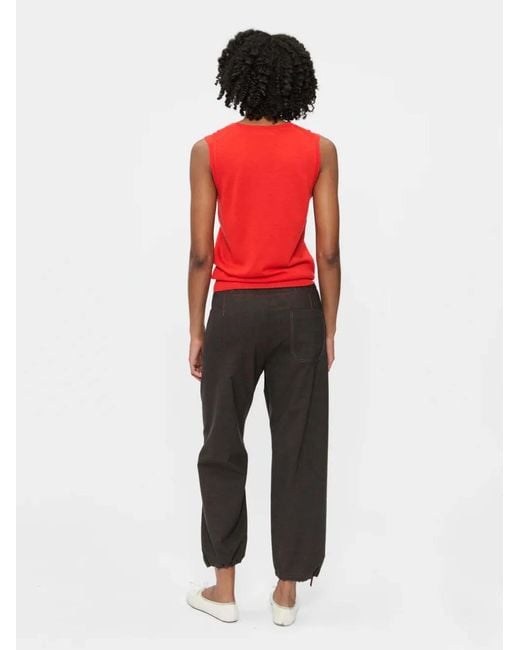 6397 Gray Drawstring-Waist Straight-Leg Trousers