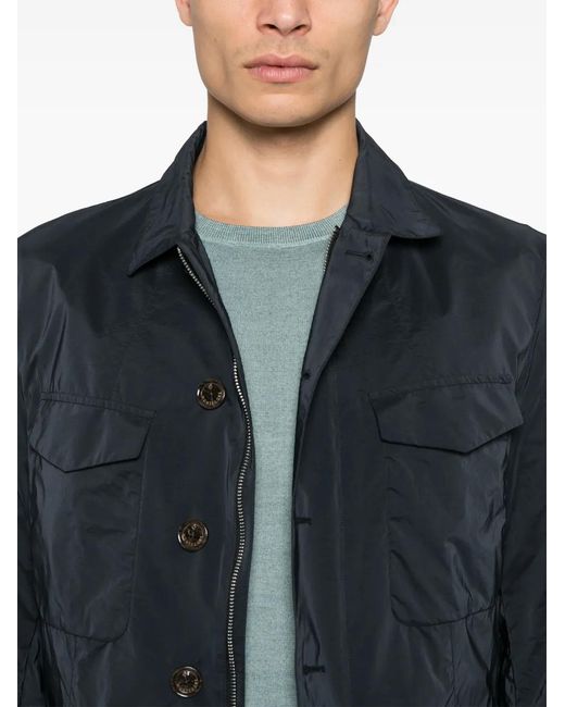 Montecore Blue Classic-Collar Shirt Jacket for men