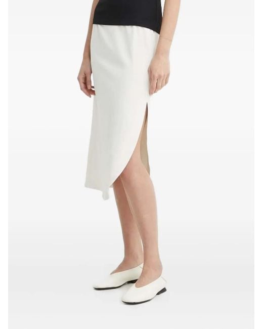 Gonna Midi Con Spacco Laterale di Drykorn in White