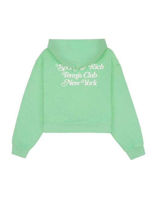 Sporty & Rich Green Ny Tennis Club Cropped Hoodie