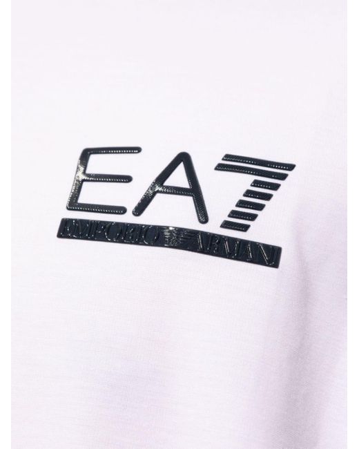 EA7 White Logo-appliqué T-shirt for men