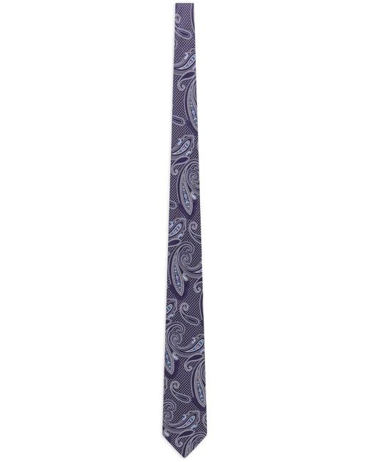 Etro Purple Printed Silk Tie for men
