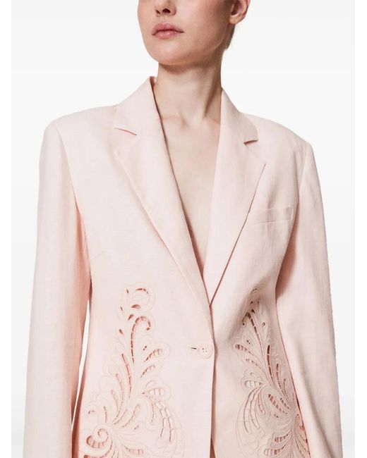 Twinset Pink Embroidered Blazer