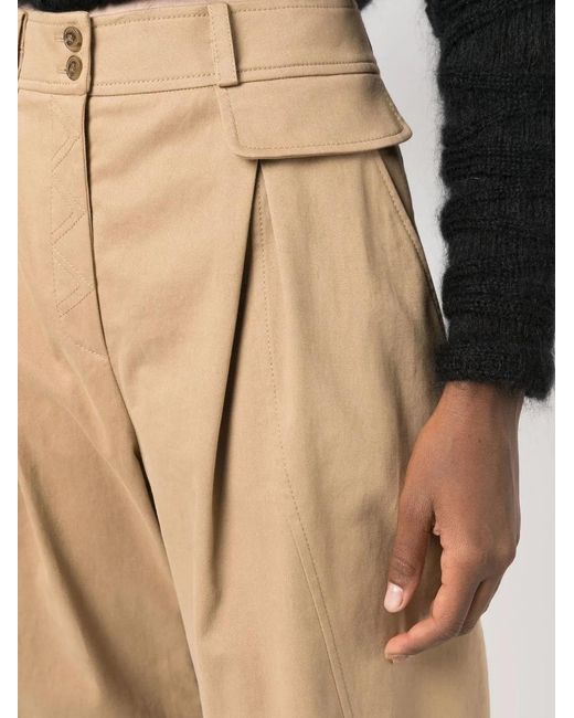 Alberta Ferretti Natural High-Waisted Tapered Trousers