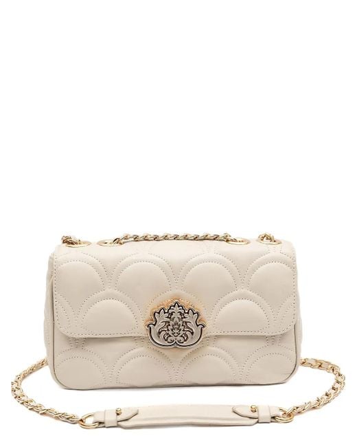 Quilted appliqué shoulder bag Isla de color Natural
