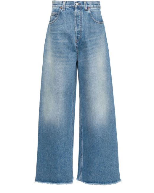 Gucci Blue Weite Horsebit High-Rise-Jeans