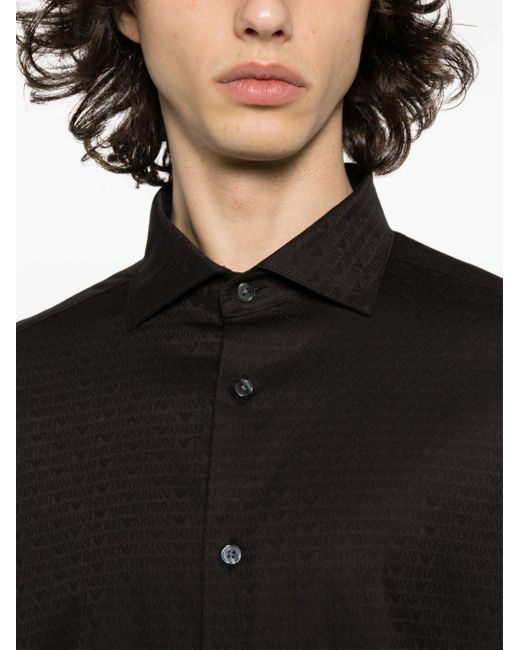 Camicia con stampa di Emporio Armani in Black da Uomo