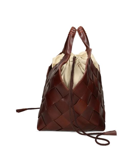 Dragon Diffusion Brown Botteghe Woven Leather Bucket Bag
