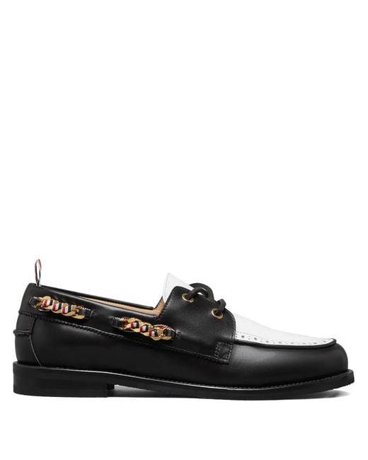Thom Browne Black Chaussures Bateau À Détail De Chaîne