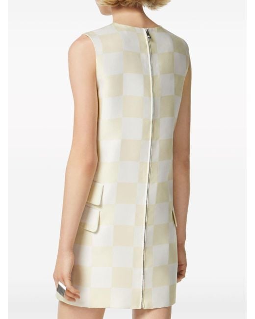 Versace White Checkerboard-print Minidress
