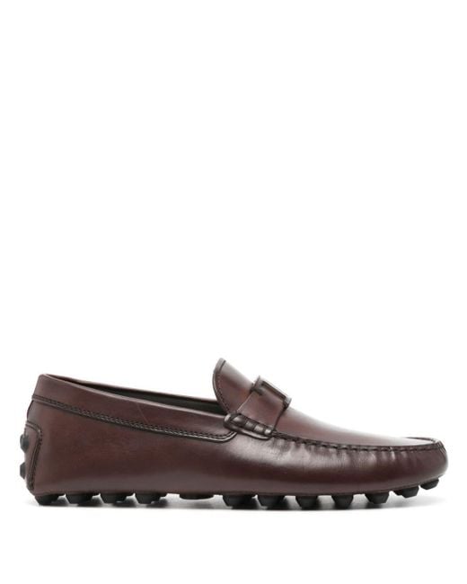Tod's Brown T Timeless Gommino Bubble Loafers for men