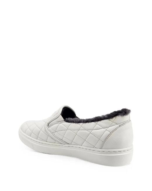 Madison Maison White Quilted Shearling-Lined Sneakers