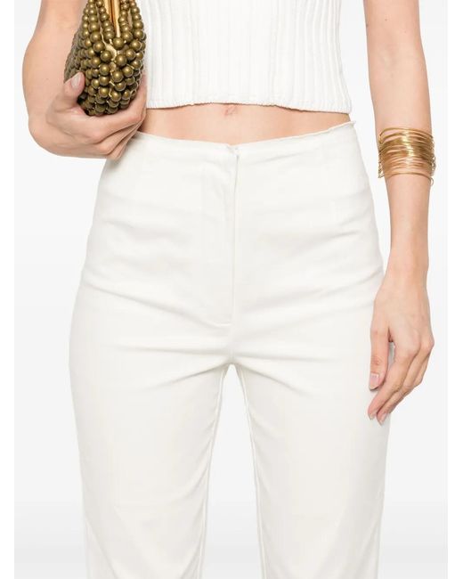 Cult Gaia White Cropped Slim-Fit Trousers