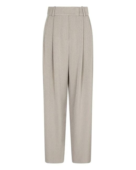 Giorgio Armani White Pleated-Front Tailored Trousers