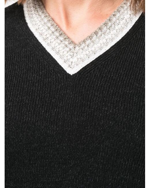Barrie Black V-Neck Cashmere Sweater