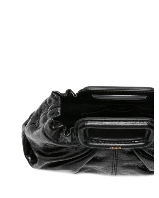 Maje Black Crackled Leather Milpli Mini Clutch