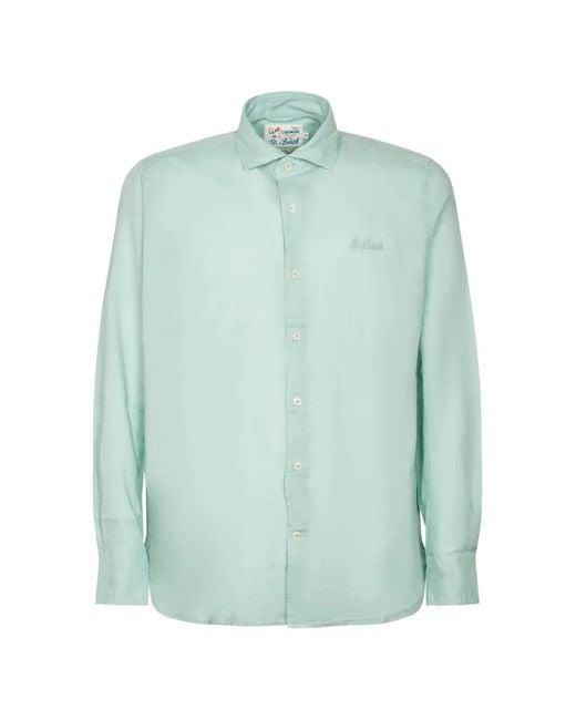 Mc2 Saint Barth Green Logo-Embroidered Long-Sleeve Shirt for men