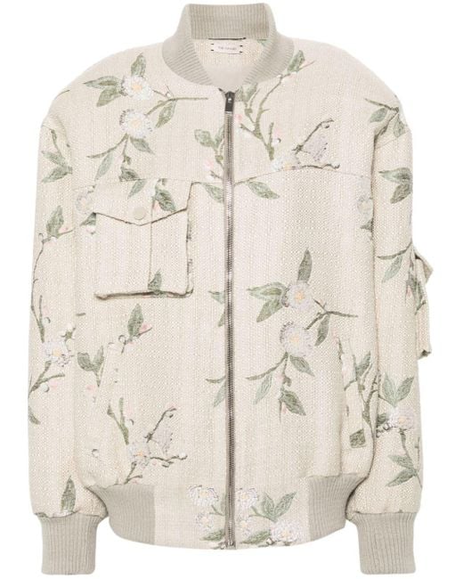 The Mannei Natural Le Mans Embroidered Bomber Jacket