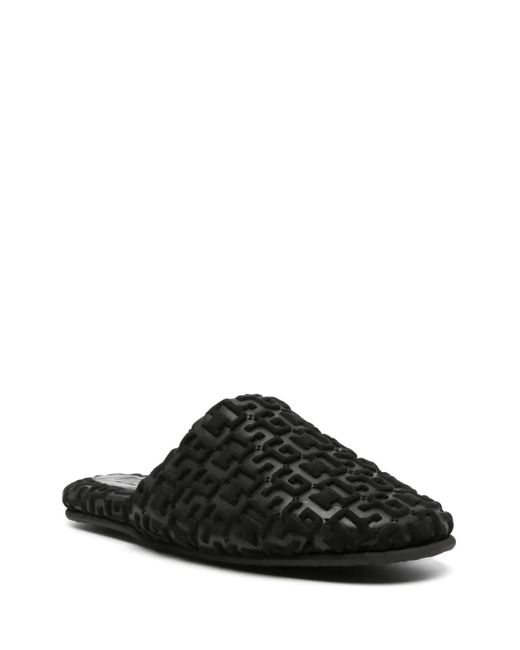 Gcds Black Logo-Embossed Monogram Slippers
