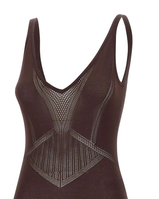 Elisabetta Franchi Brown Openwork Knit Bodysuit
