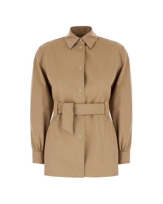 Max Mara Natural Belted Buttoned Jacket