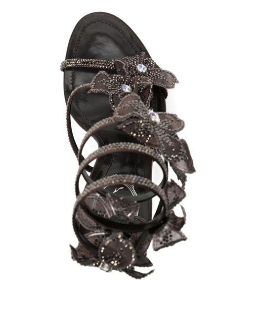 Rene Caovilla Metallic 110Mm Crystal-Flower Sandals