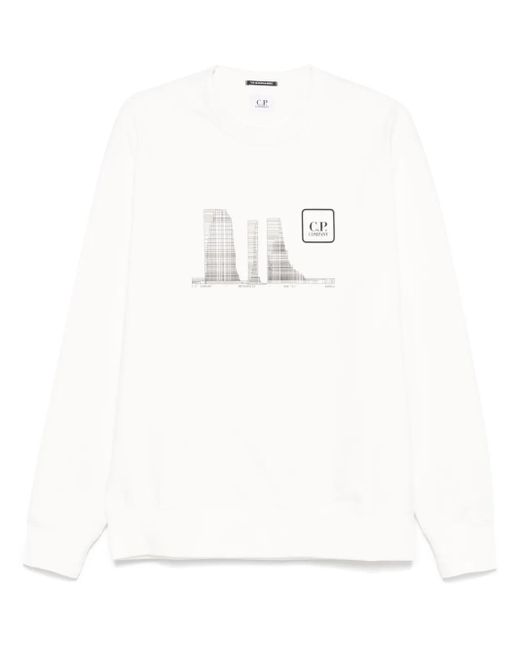 Sudadera con logo estampado C P Company de hombre de color White