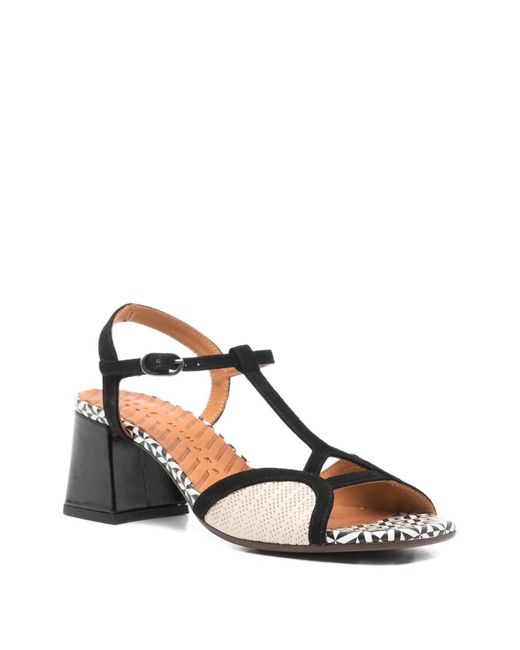 Chie Mihara Black Lupika T-Strap Patterned Sandals