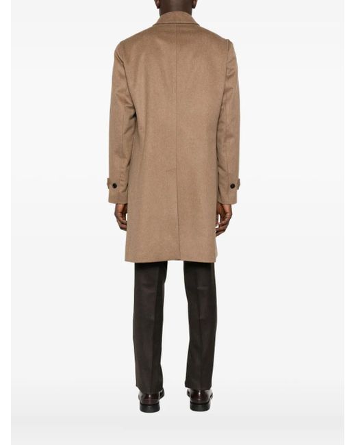 Lardini Brown Single-Breasted Wool Coat for men