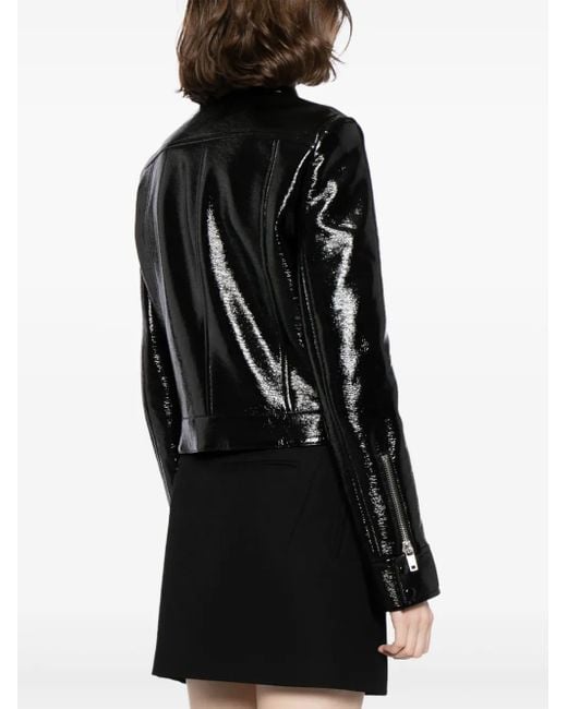 Courreges Black Iconic Zipped Vinyl Jacket