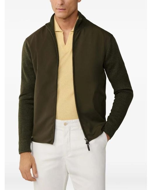Hackett Black Milano-Stitch Hybrid Jacket for men