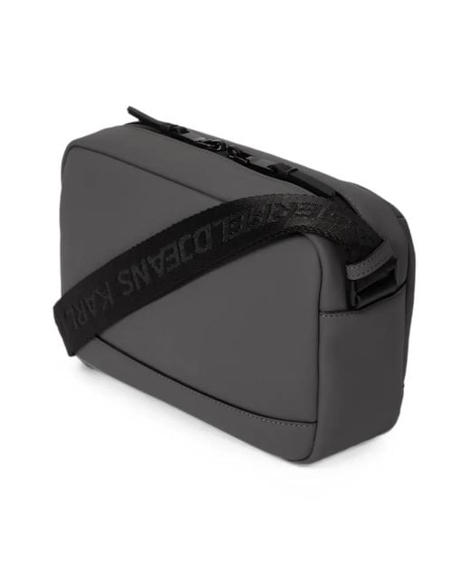Karl Lagerfeld Black Coated Faux-Leather Cross Body Bag for men