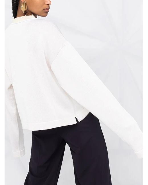 Jil Sander White Two-Tone Jumper