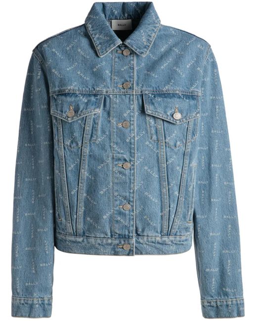 Bally Blue Logo-Print Denim Jacket