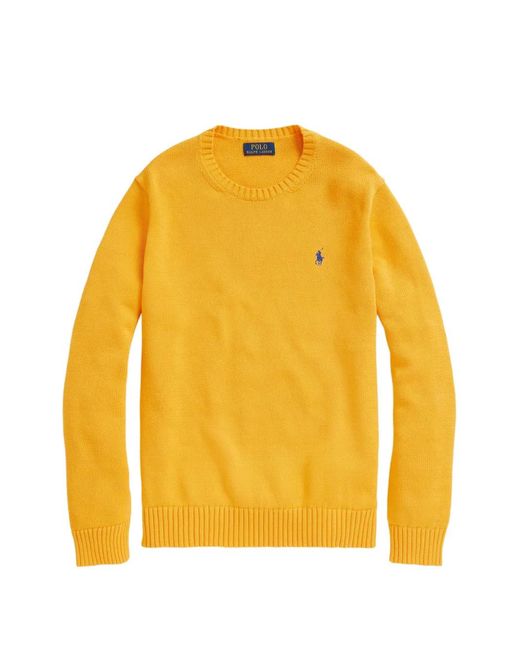 Polo Ralph Lauren Yellow Embroidered-Logo Crew-Neck Sweater for men