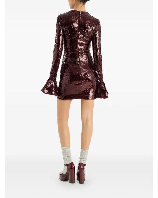 ROTATE BIRGER CHRISTENSEN Purple Sequin-Embellishment Mini Dress