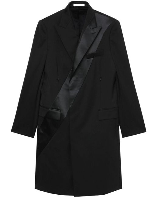 Helmut Lang Black Stripe-detail Off-centre Coat for men