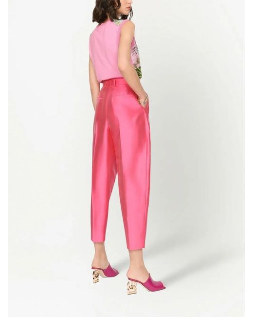 Dolce & Gabbana Pink Food-Print Panelled Silk Top