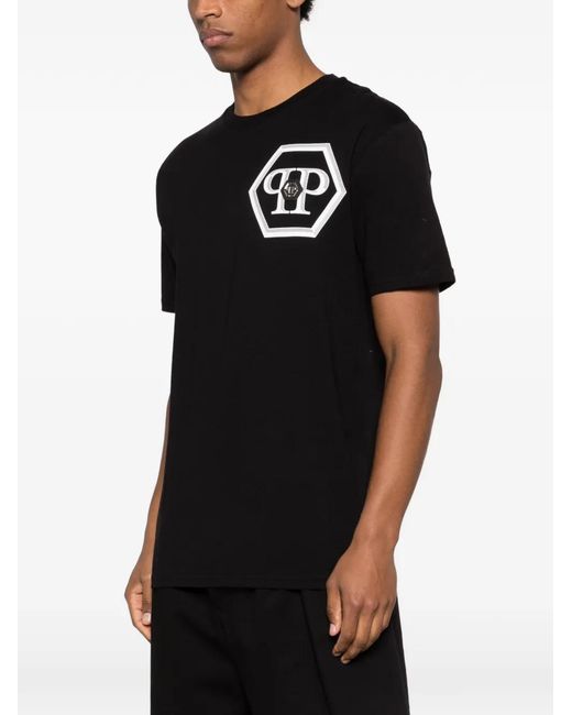 Philipp Plein Black T-Shirt With Logo for men