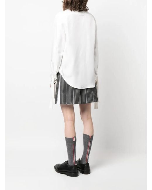Thom Browne White Silk Twill Shirt With Scarf Cuffs