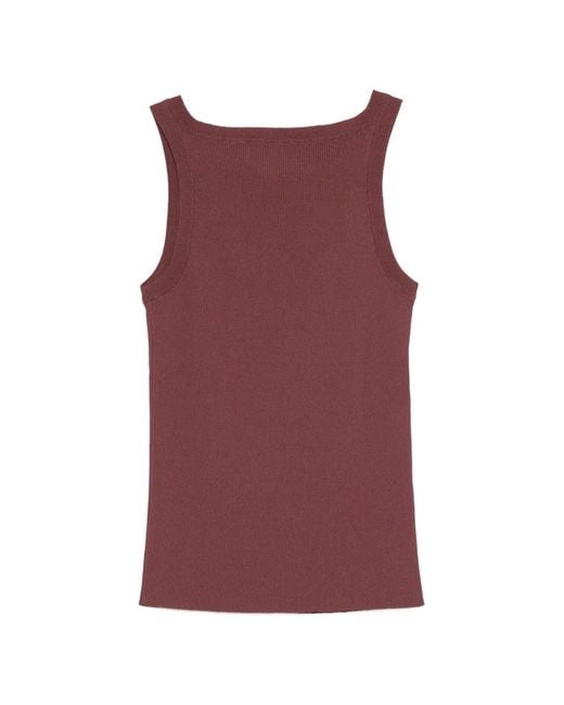 Liviana Conti Purple Ribbed-Knit Top