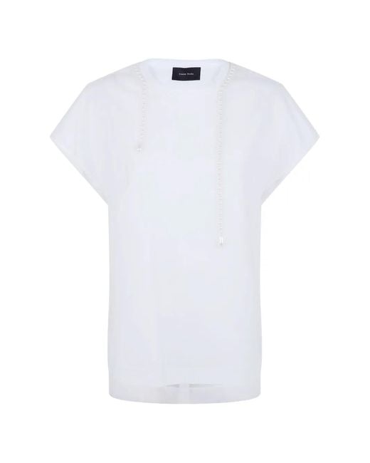 Simone Rocha White "Layered Liquid Smock" T-Shirt With Embroidered