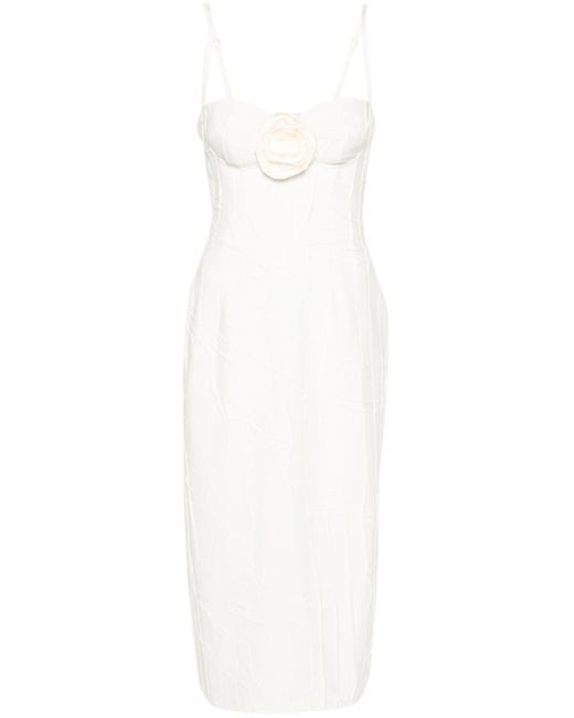 Blumarine White Floral-appliqué Mid Dress