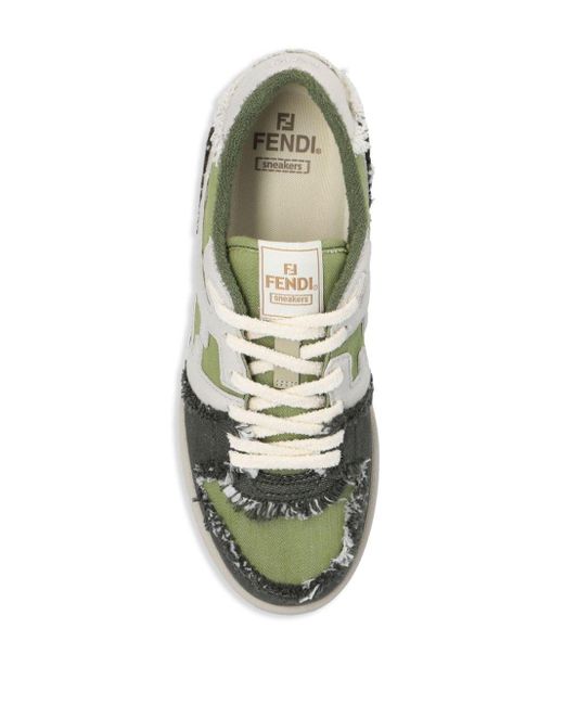 Fendi Green Match Denim Sneakers for men