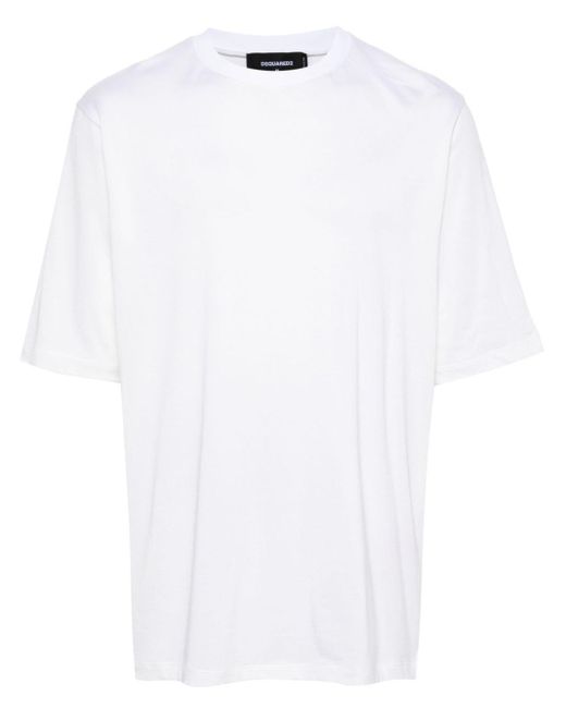 DSquared² White Logo-patch Cotton T-shirt for men