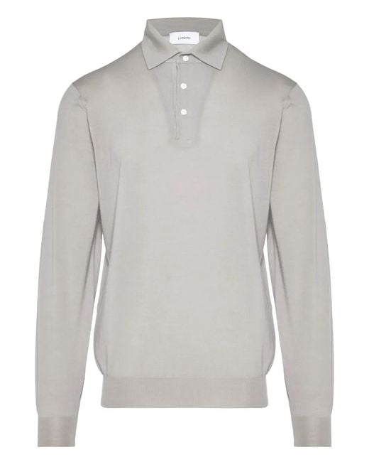 Lardini Gray Long-Sleeve Polo Shirt for men