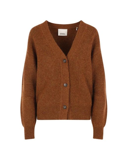 Isabel Marant Brown V-Neck Ribbed Cardigan