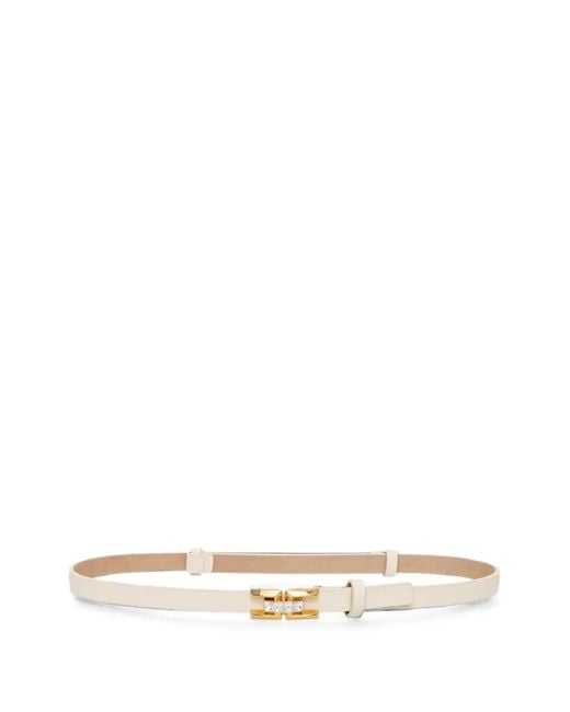 Elisabetta Franchi White Crystal-Embellished Logo-Buckle Belt